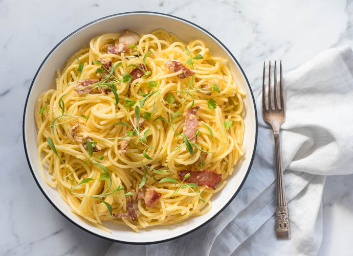 Barilla's “No Cream Allowed” Spaghetti with Carbonara recipe 